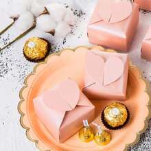 Hộp kẹo hình trái tim đáy phẳng mới cho mùa cưới (20 chiếc/100 chiếc), hộp giấy hình trái tim đính ngọc trai, hộp đựng sô cô la, hộp kẹo mini hình trái tim cho tiệc sinh nhật, quà tặng đám cưới, hộp kẹo quà cưới. - Nhiều màu - Xem 3