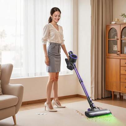 Cordless Vacuum Cleaner, 25KPA Max Powerful Suction, Rechargeable Anti-Tan Gle Stick Vacuum With Dust Cup, Lightweight Handheld Vac With 35mins Runtime For Home, Carpet, Pet Hair, Hard Floor