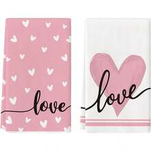 2/4 Packs Valentine's Day Gift Heart Pattern Red & Pink Rectangular Design Hand Towels, Wipes, Hand Towels For Valentine's Party, Bathroom, Table, Kitchen Decorative Hand Towels