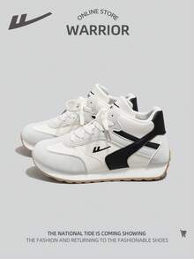 WARRIOR 1双女士高帮运动鞋，撞色皮革鞋面，休闲装 - 米/黑 - 查看 6