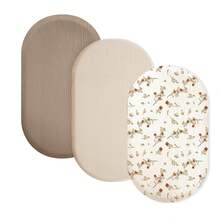 3PCS/Set Soft Breathable Muslin Bassinet Sheets Muslin Fitted Bassinet Sheet Set Muslin Bassinet Mattress Sheets Universal Fit For Rectangle Round Oval Mattress 33"X17" - Red Palm Flower - View 5