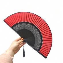 1 leque dobrável retrô estilo chinês e japonês, leque portátil com cabo de bambu e tecido de seda, ideal para o Dia das Mães, formatura, aniversário, Natal, presentes para amigos, leque dobrável vintage, design clássico, adereço para apresentações de dança, fotografia, decoração de quarto charmosa - Multicolorido - Ver 12