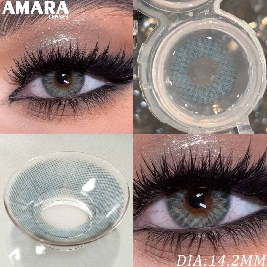 AMARA 藍色隱形眼鏡，自然外觀，藍色隱形眼鏡，灰色隱形眼鏡，棕色隱形眼鏡，聖誕派對隱形眼鏡