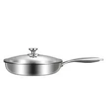 Sartén de acero inoxidable de 30 cm de grosor sin recubrimiento para freír huevos y bistecs, con propiedades de antiadherencia física. - Plateado - Ver 8
