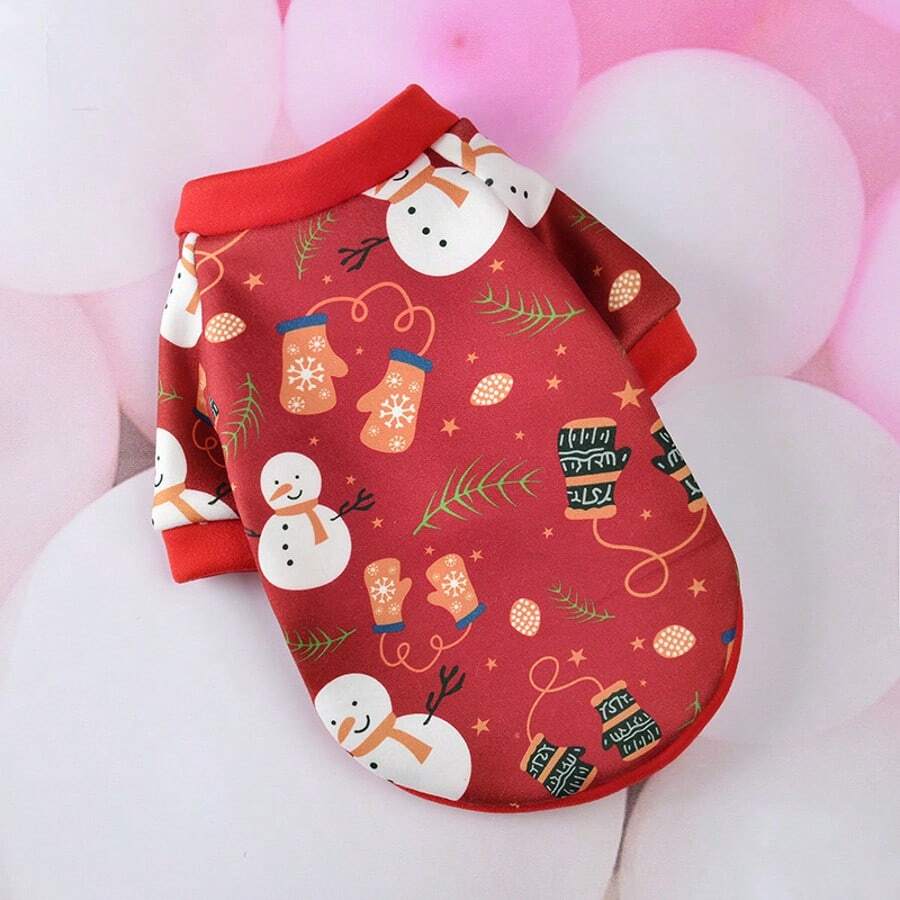 Vêtements de Noël pour chiens, accessoires pour animaux de compagnie à motifs de dessins animés, sweats, ours en peluche, vêtements d'automne/hiver, petits chiens, pulls pour chats - Rouge - Voir 1