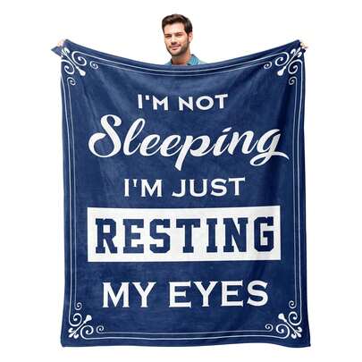 Kituzol Birthday Gifts For Men, Dad Gifts For Birthday, Anniversary Retirement Present For Men Grandpa, Dad Husband Blanket, I'm Not Sleeping, I'm Just Resting My Eyes Blanket (Navy Blue, 60x50inches), Soft Flannel Blanket - Multiple Sizes, Cozy Must-Have