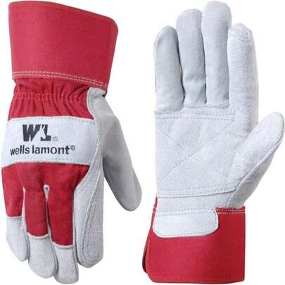 Wells Lamont Leather Work Gloves With Safety Cuff, Double Palm, Split Cowhide, X-Large (4050XL)