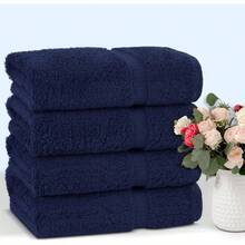 Luxury Hotel Spa Bath Towel Genuine Cotton, Set of 4 Navy Blue - Toalla de baño - Juego de 4 + Azul - Ver 4