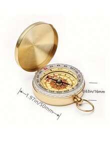 1个高品质铜质指南针，怀表式设计，金色，精致户外露营用品，带夜光功能 - 彩色 - 查看 10