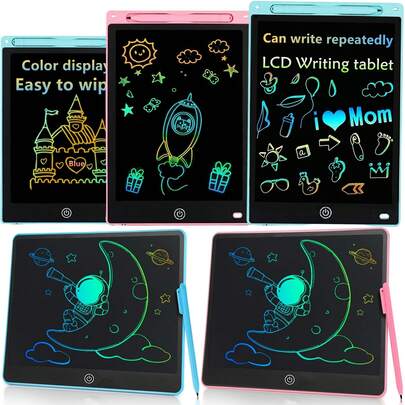 Upgraded Children's LCD Writing Tablet, Colorful Drawing Board, Graffiti Board, Preschool Toy Gift. This Electronic Rewritable Colorful Screen Writing Board Comes In 4 Sizes: 8.5 Inches (8.7x5.7 Inches), 10 Inches (9.8x6.7 Inches), 12 Inches (11x7.3 Inches) And 16 Inches (13x5.4 Inches). This Electronic Drawing Board Has Vibrant Colors And Smooth Writing.