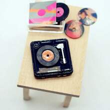 1 Set Dollhouse Vintage Gramophone, Mini CD Player & Record Set, Photography Prop, Bedroom/Living Room Miniature Scene Decor - Multicolor - View 8