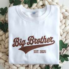 Embroidered Big Brother Big Sister Sweatshirt, Sibling Announcement Shirt, Athletic Big Brother With Custom Est Year Shirt, Big Brother Tee - trắng - Xem 1
