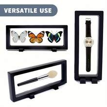 3套波西米亚风3D悬浮展示盒，亮面塑料悬挂框架，内衬布料，带安全扣，适用于珠宝、奖章、硬币、徽章、战术臂章等物品展示——无需用电，家居装饰，置物架摆设，徽章展示架，现代几何设计，透明可视面板 - 彩色 - 查看 1