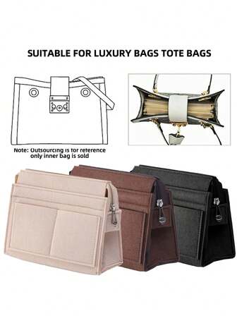 Purse Organizer Insert - Felt Tote Bag Organizer With Zipper, Multi-Pocket Handbag Divider For Neat Storage & Quick Access