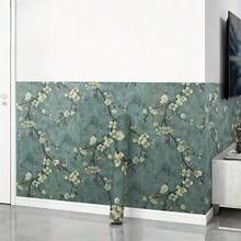 Papel de Parede Autoadesivo Retrô Verde Floral em Vinil com Estampa de Flores - 1 Rolo - Fácil de Aplicar e Remover - Ideal para Paredes de Fundo de Quartos e Salas de Estar, Salas de Jantar, Cozinhas, Armários e Bancadas - Decoração de Casa - Adesivo de Parede para Reforma de Móveis - Película Removível - 45cm x 500cm / 300cm / 100cm