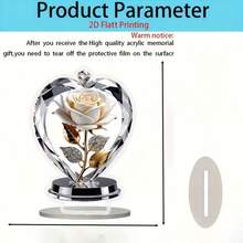 2D亚克力白色玫瑰心形摆件（带底座） - 适用于家居装饰、情人节、圣诞节、周年纪念日、新年礼物、房间装饰、墙面装饰和季节性展示，可用于11个节日 - 白色 - 查看 6