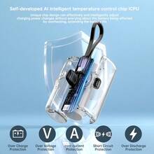 Mini 5000mAh Power Bank, 15W Fast-Charging Phone Charger, Built-In Charging Plug And Output Cable, LCD Smart Display, Type-C Plug Compatible With IPhone 17/16/15/Android - Hồng và đen - dành cho phích cắm Type-C + cáp dành cho iPhone 14 - Xem 9