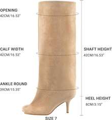 DOBOYG Suede Knee High Boots For Women Thigh High Boots Wide Calf Square Toe Stiletto Tall BootsChristmas - 綠色 - 查看 6