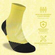 Cycling Socks Men Women, Bright Crew Socks Running Socks Tennis Athletic Socks Youth - One Size + 1 Pair Yellow - View 4
