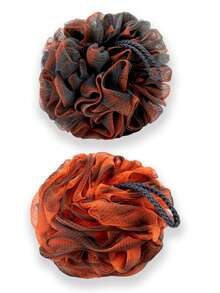 PSBP BEAUTY 2 Packs Bath Loofah Sponge, XL-40G Large Body Scrubber Shower Sponge, Exfoliating Mesh Pouf Shower Ball Bath Sponges For Women And Men Cleaning Tool (Orange)