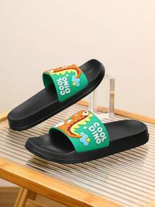 1 Pair Kids Cartoon Pattern Slippers, Fashionable & Versatile, Suitable For Boys & Girls Daily Casual And Outdoor Activities - Black - View 6