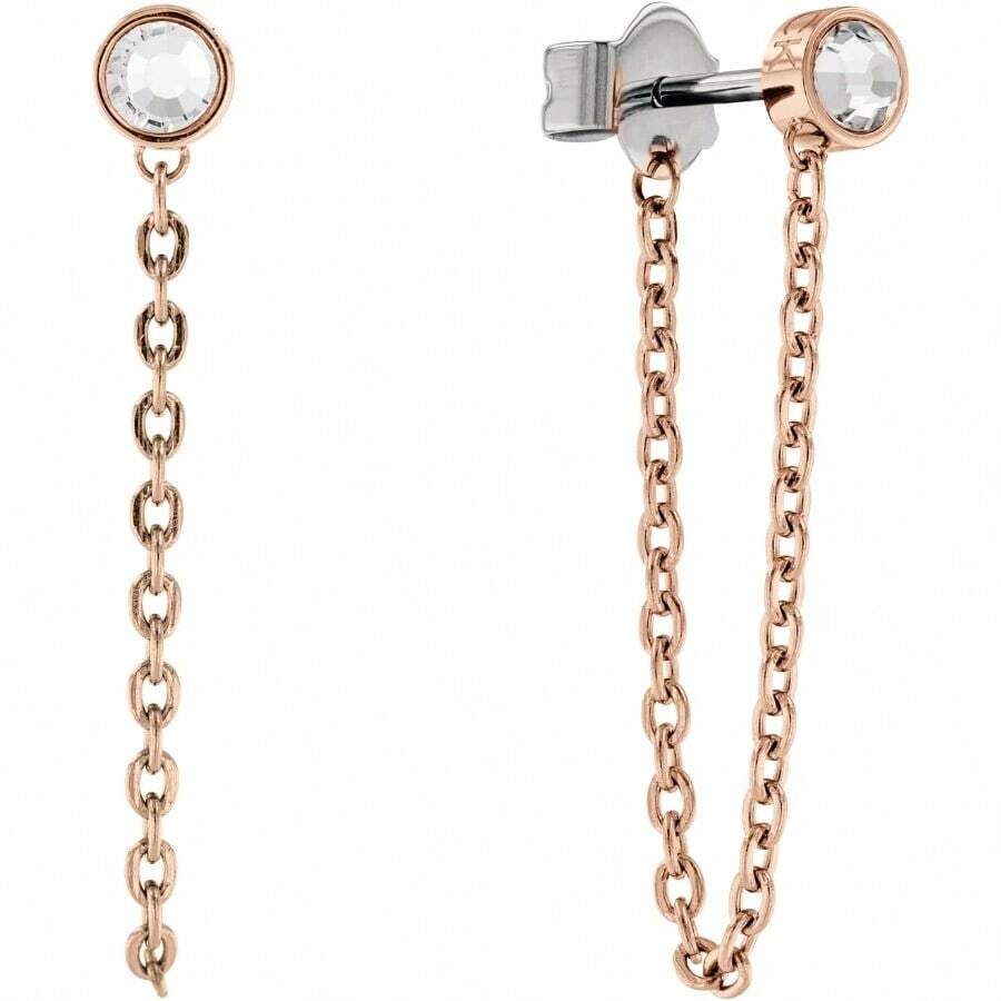 Stud Earrings For Women Collection LINKED With Crystals - As Pic - View 1