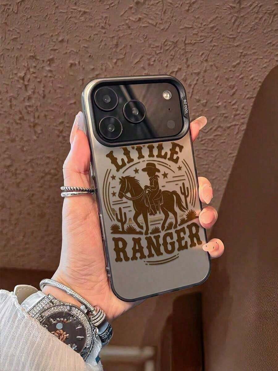 1 Piece Shockproof TPU Full Body Phone Case With Boy Rider Horse Pattern Wearing Cowboy Hat, Cactus And Stars, LITTLE RANGER Text For Cowboy Style Lovers. Case For IPhone 17/16/15/14/13/12/11/Plus/Pro/Pro Max/Air, Galaxy S25/S24/S23/S22/S21/FE/Plus/Ultra Series. Waterproof, Drop And Scratch Resistant. Gifts For Women And Men. Nationwide Shipping. - 彩色 - 查看 1
