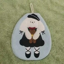 Hanging Thick Cute Cartoon Puppy & Bear Hand Towels, Coral Fleece Hand Towels For Kitchen And Bathroom, Suitable For Drying Hands And Face