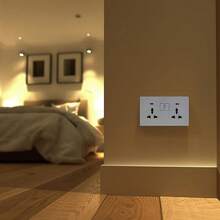 White Universal Wall Electrical Socket,UK Standard Power Socket 13A Dual USB Plug Type-C Wall Outlet - White - View 2