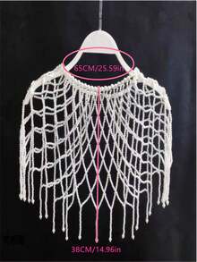 1pc Elegant Minimalist Classic Handmade Crochet Beaded Necklace, Versatile Fashion Women's Long Necklace Jewelry, Creative Body Chain, Suitable For Women's Balls, Weddings, Parties, Christmas Celebrations, Gifts For All Seasons - White - View 5