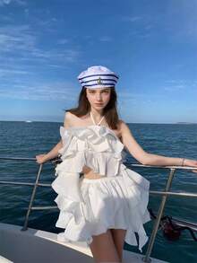 1 pieza Gorro de marinero de poliéster para mujeres y hombres, gorro de capitán de yate, adecuado para cosplay, invierno, Navidad, despedida de soltera, fiesta de yate, desfile, fiesta de adultos, playa