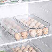 1pc Multi-Size PET Egg Storage Rack, 24/21/14/12 Slots Transparent Refrigerator Egg Organizer, Stackable Egg Protection Container, Suitable For Pantry, Fridge, Kitchen - Clear - View 2