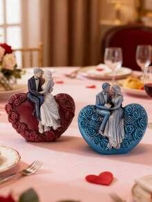 1 pieza Molde de silicona para pareja romántica (Abrazo de corazón + Rosas rojas/Estatua de beso) - Silicona flexible de alta calidad, fácil de hacer/limpiar/desmoldar | Para velas aromáticas, piedras difusoras, jabón, resina, arcilla y yeso | Perfecto para votos de boda, regalos de aniversario, Día de San Valentín y decoración de mesa para el hogar - Blanco - Ver 2