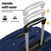 Lightweight Expandable Softside Suitcase,With Spinner Wheels & Bult-In Lock,Resistant Polyester Travel Luggage,Multiple Pockets Luggage - XANH ĐẬM/XÁM - Xem 3
