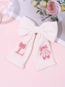 1件粉色A-Z 26字母刺繡蝴蝶結髮飾，甜美芭蕾女孩粉色蝴蝶結髮夾，白色布料髮夾，優雅生日女孩頭飾 - 彩色 - 查看 13