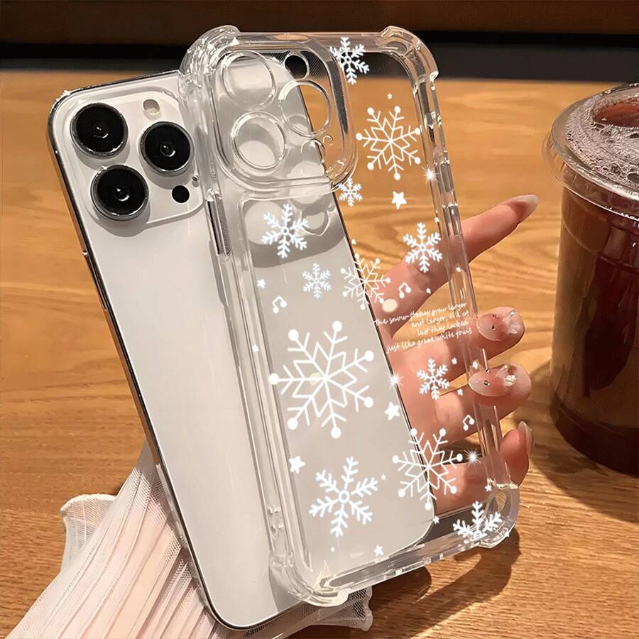 Snowflake Christmas Christmas Gift Snowflake Pattern Transparent Phone Case For 17,16,15,14,13,12 / 16,15,14 Plus / 17,16,15,14,13,12 Pro / 17,16,15,14,13,12 Pro Max / 17 Air / 11 / 11 Pro Max, Shockproof Soft Back Case - Perfect Holiday Gift, Seasonal Gifts, Holiday Accessories, Decorative Design, Flexible Materials, Tech Enthusiasts Holiday Decoration, Fashion Protective Case, Decorative Box, Flexible Material, Phone Case, Gift Shopper, Fashion Enthusiast GIF-FOR-YOU Snowflake - Màu be - Xem 1