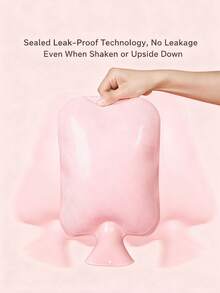 1个可重复使用便携式保温热水袋 - 可水洗法兰绒材质,加厚PVC,两种颜色可选,冬季保暖。可爱热水袋套,毛绒肩部暖手袋,卡通造型,可暖手,圣诞礼物,蓬松暖水袋 - 彩色 - 查看 7