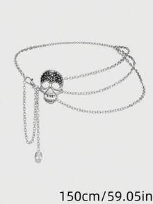 1 Peça Corrente de Esqueleto de Tamanho Grande para Mulheres - Esta Corrente de Várias Camadas apresenta um Design de Esqueleto e tem um Estilo Punk Hip-Hop. É Perfeita para Comemorações de Festas ou como Presente de Feriado. Adequada para Homens e Mulheres. Pode ser Usada como Acessório Diário.