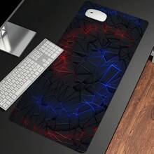 1 pezzo Tappetino da scrivania grande, tappetino mouse esteso per gaming con motivo geometrico nero, blu e rosso, tecnologia scientifica, con base antiscivolo e bordo cucito, tappetino da tastiera e mouse grande per casa, ufficio e lavoro