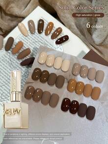 XEIJAYI 6-Color Autumn-Winter Solid Nail Gel Set - Warm Mocha, Rust & Deep Burgundy Hues For Cozy Seasonal Glam, Perfect For Fashionable Women's Daily Wear & Holiday Parties, Long-Lasting & Easy Apply - 彩色 - 查看 6
