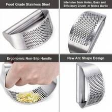 1pc Salad Garlic Press, Stainless Steel Garlic Press, Vibrating Metal Garlic Press, Washable Garlic Press, Kitchen Garlic Press, Garlic Press, Kitchen Supplies, Kitchen Utensils Kitchen Accessories - 銀色 - 查看 4