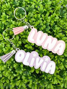 Personalized Floral/Bow Name Tags, Suitable For Backpacks, Luggage, Diaper Bags, Can Customize Name Tags, Teen's Name Keychains, Customized Lunch Box Labels, Schoolbag Labels, Teen's Gifts - Multicolor - View 9