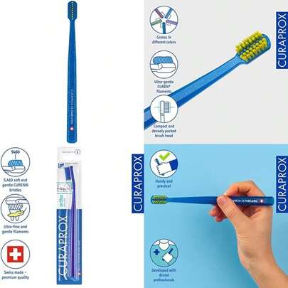 Curaprox Cepillo de dientes CS 5460 Ortho - Cepillo de dientes manual con corte especial para tirantes con cerdas 5460 Ultra Soft CUREN - Color aleatorio(default)