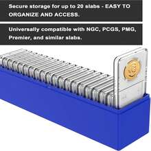 塑料硬币收纳盒，硬币整理盒，适用于NGC、PCGS、PMG及其他高级评级硬币，20格硬币架，仅含盒子 - 彩色 - 查看 9