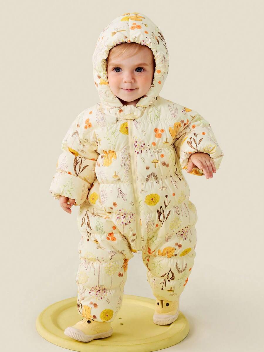 mini bala Pelele de plumón para bebé, Traje de nieve a prueba de triple invierno, Suave y cálido Nuevo 2025 - tono amarillo blanco - Ver 1