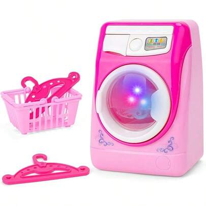 Juguete De Lavadora Para NiñOs, Muebles De Casa De MuñEcas, Juego De SimulacióN, ElectrodoméSticos, Sonidos Realistas Con Luces, Juego De LavanderíA Con Rodillo Giratorio Para NiñOs Y NiñAs