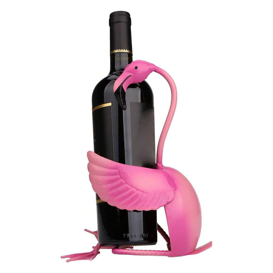 Botellero Flamingo Botellero Escultura metálica Escultura funcional Decoración para el hogar Adorno para interiores Artesanía - Rosa Fucsia - Ver 1