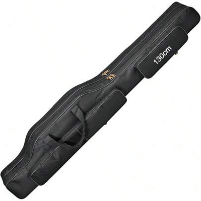 Fish Rod Bag, Portable Rod And Reel Holdall Bag 600D Oxford Foldable Fishing Pole Gear With Adjustable Shoulder Strap Outdoor (130cm/150cm Optional)