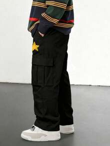 1pc Young Boy Fashionable Casual Versatile Straight Leg Cargo Pants