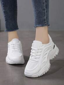 Women's Thick Sole Versatile Comfortable Casual Sports Sneakers - White - View 2